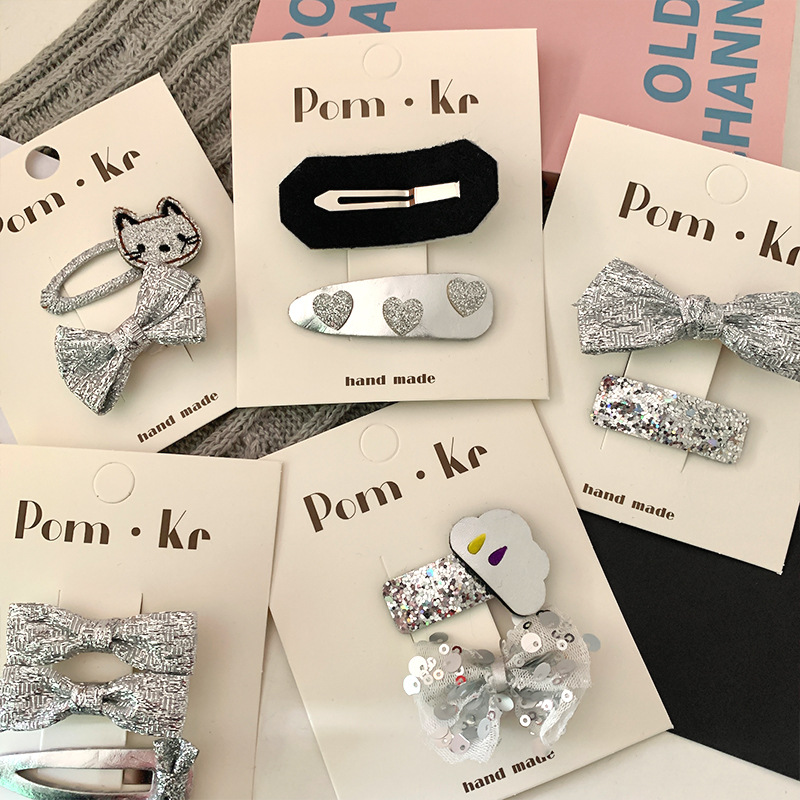 Business Occasion Bow Knot Pattern Elegant Lady Sweet Kid'S Bow Knot Contrast Collar Hair Clip