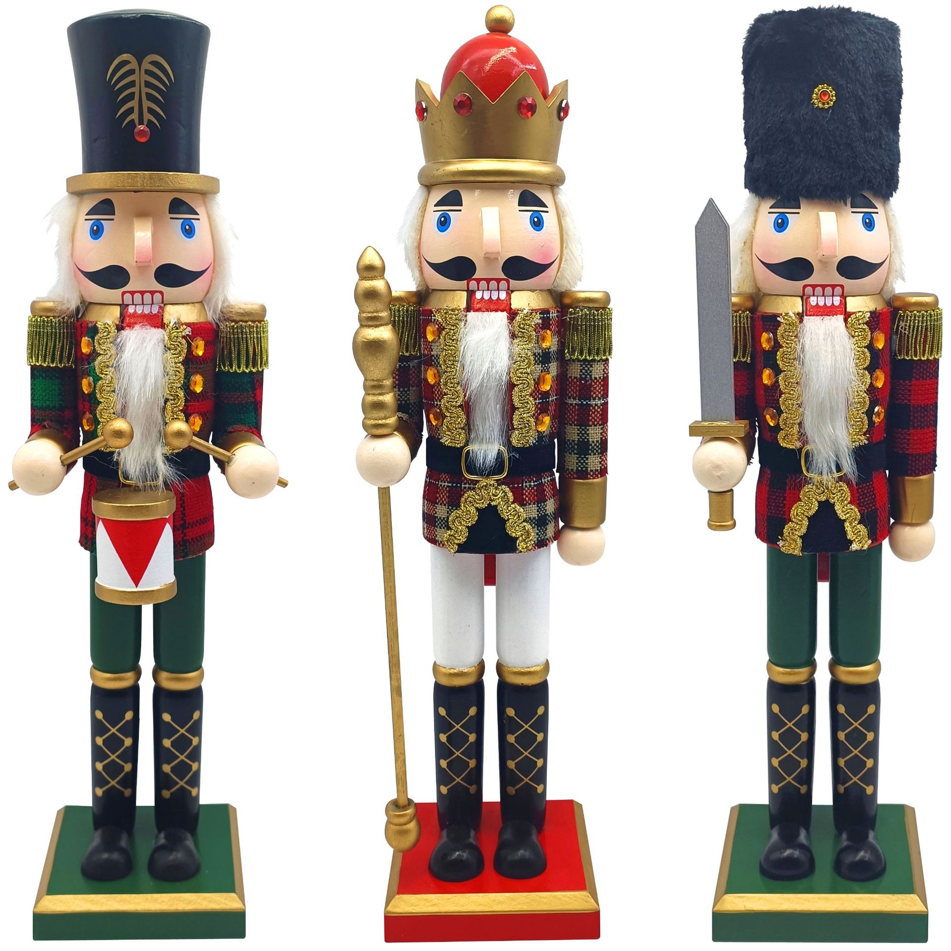 Navidad de madera cascanueces cuerpo pegado a mano tela cuadrada decoración navideña escritorio decoración artesanía europea