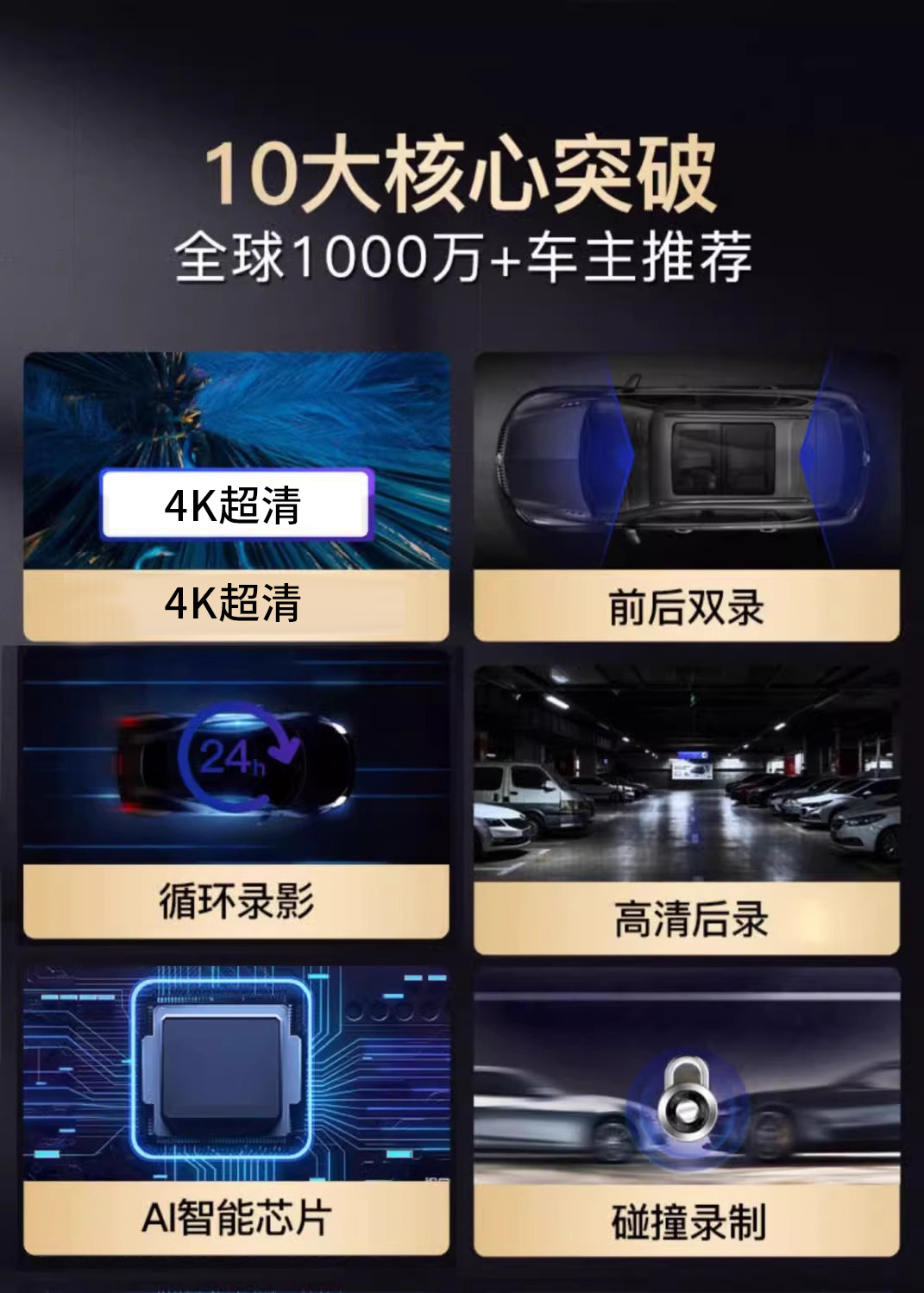 Suitable for Any Travel Car Recorder Suction Cup Type 2025 New Wire-Free Front and Rear Dual-Camera Parking Monitoring