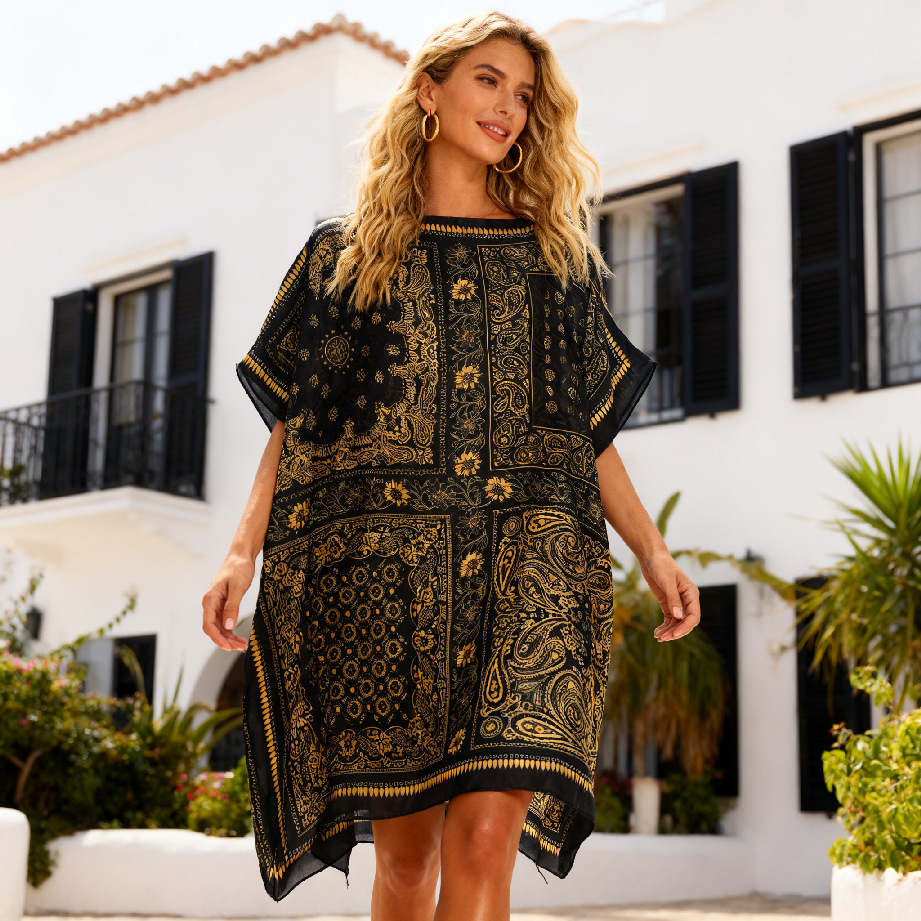Ventas transfronterizas calientes de moda europea y americana vestido de playa bikini camiseta elegante falda protectora solar chal