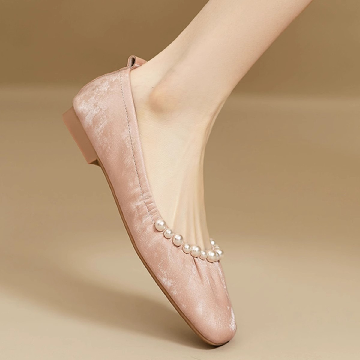 Super suave ~ dulce perla plana zapatos de ballet de una sola mujer nuevo estilo chino chino zapatos de frijoles suaves zapatos de abuela