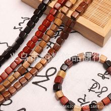 天然正方檀木木珠散珠精选木珠手工diy材料古风手串配饰小配件