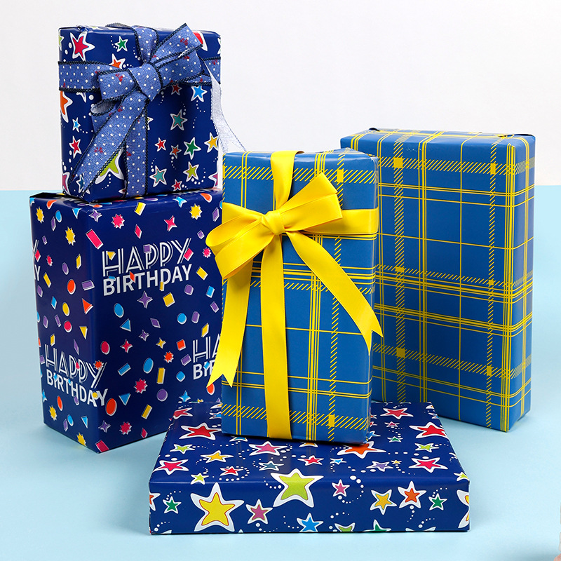 Transfronterizo para gran tamaño de alta sensación de fluorescencia de cumpleaños para hombres regalos de regalo de papel de embalaje al por mayor
