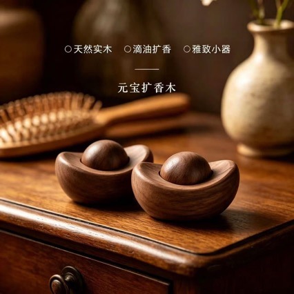 Money-Making Wooden Ornaments with Real Wood Handles for Attracting Wealth and Blessings, New Year Decorations with Blessing Messages