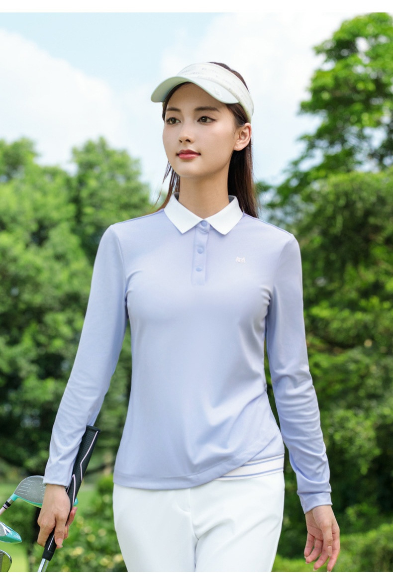 Áo polo nữ golf PGM dài tay cổ bẻ viền tương phản co giãn mềm mại — Áo đen [nút cài ve áo/viền có gân tương phản/co giãn và mềm mại] YF838 chi tiết 13