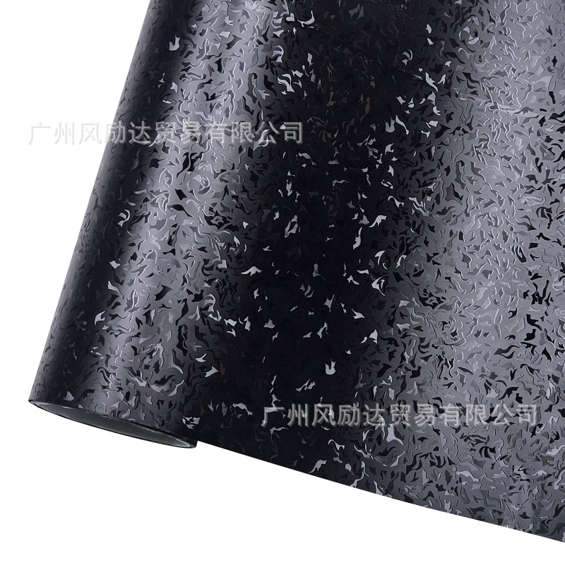 Pet High-Gloss Forged Flame-Pattern Carbon Fiber Matte Interior Trim Glossy Black Rearview Mirror Full Body Sticker Film