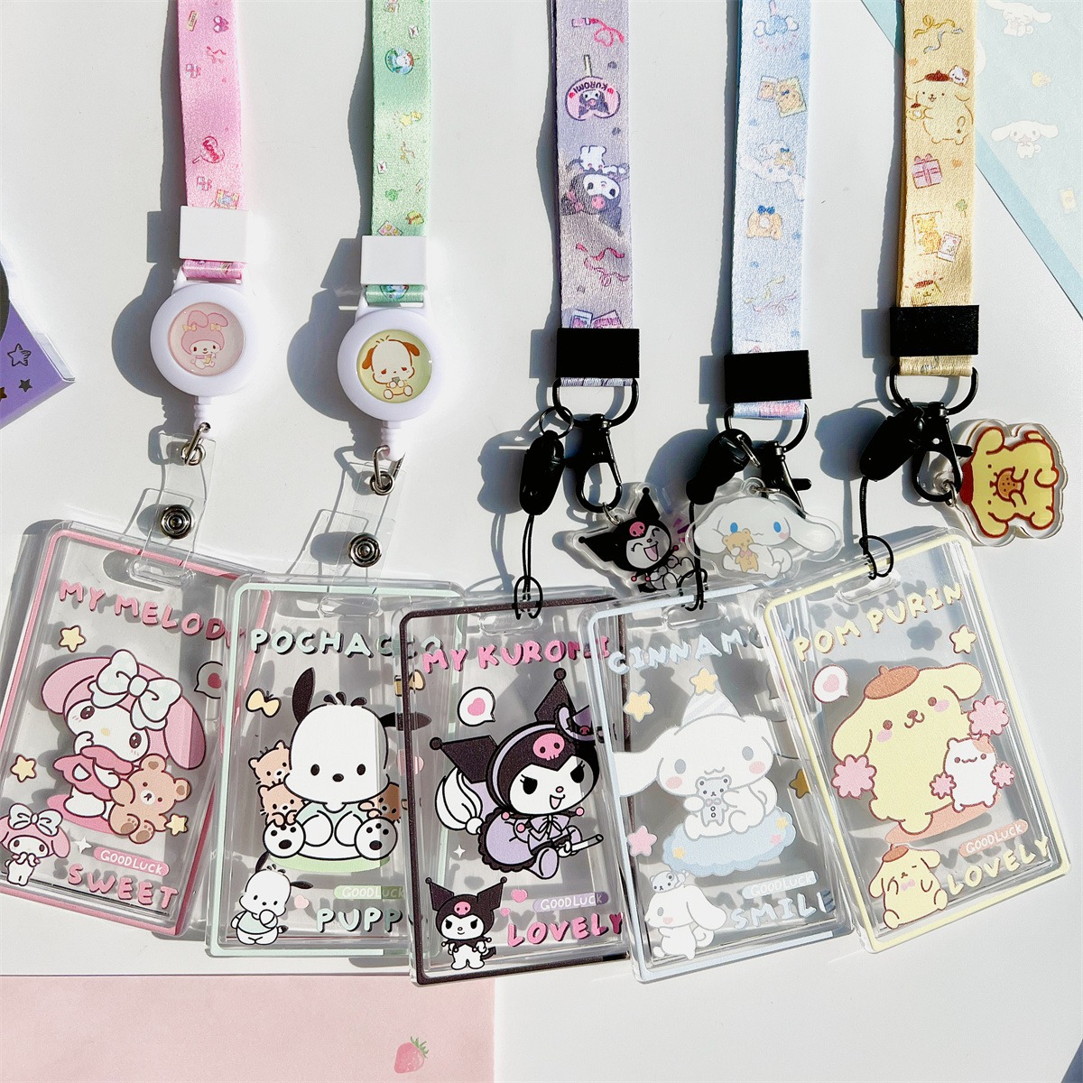Jade dog campus card holder retractable lanyard meal card student bus card name tag transportation card Kuromi nucleic acid code