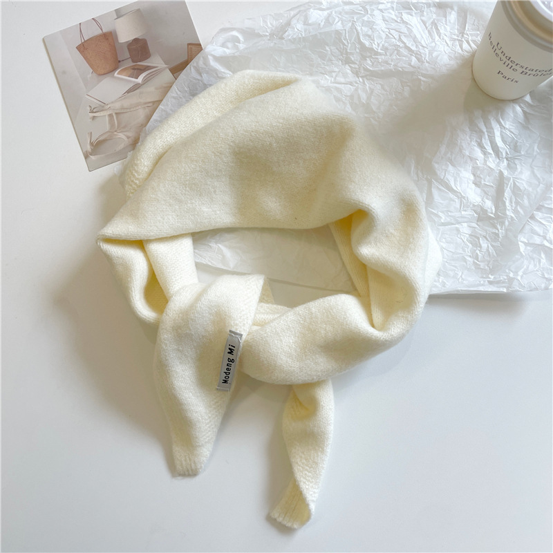 Solid Color Shawl From A Niche Brand, Wool-blend Triangle Scarf For Women, Knitted Headscarf, Multifunctional, Warm And_voghion.com
