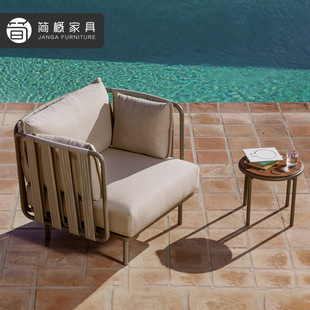High-End Outdoor Villa Rattan Sofa Furniture Leisure Garden Courtyard Combination Minsi Terrace Outdoor Table and Chair Combination