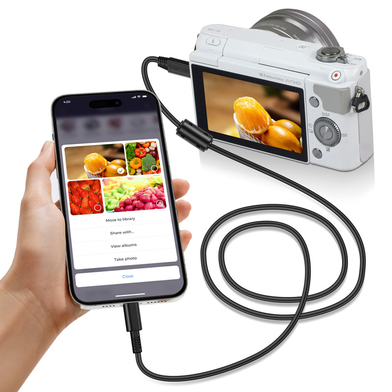 For iPhone Link Sony/Nikon Camera Micro 5 Pin to Lightning Port OTG Cable Wire