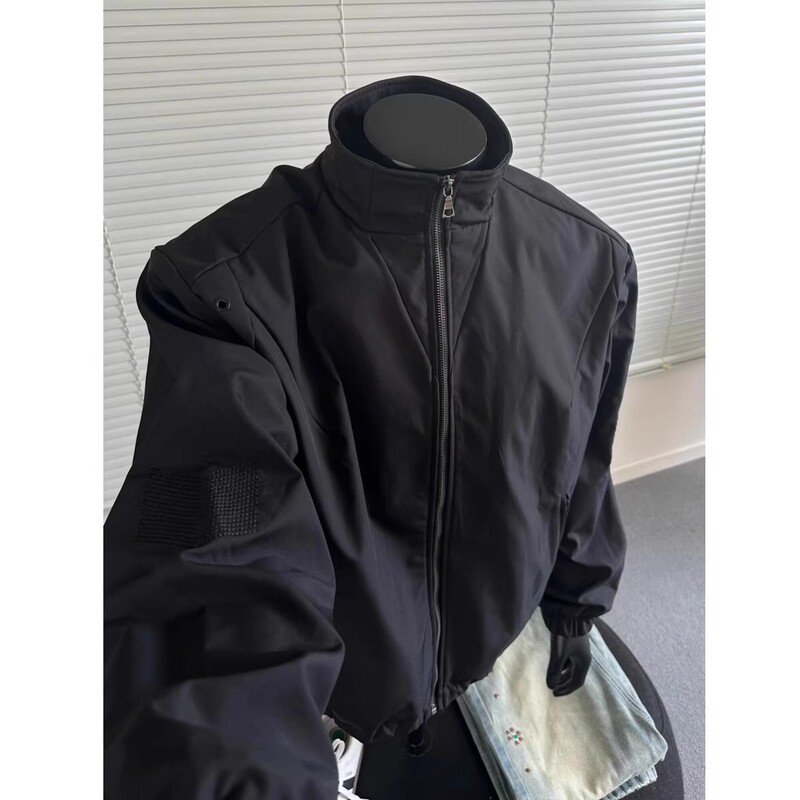 cleanfit美式飞行员夹克男款秋季痞帅立领正肩外套短款廓形棒球服|undefined
