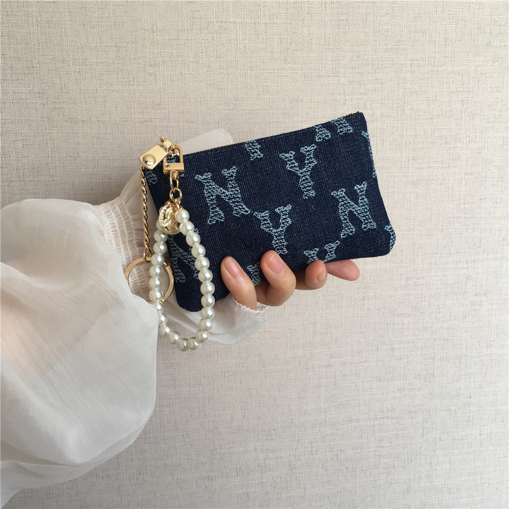 Vintage Denim Wallet for Women, Short Zipper Coin Purse, Mini Exquisite Card Holder, New Driver's License and Key Clutch Bag