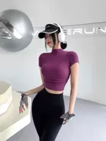 Женская плиссированная футболка с коротким рукавом Annerun Pure Desire, приталенный облегающий эластичный Быстросохнущий Топ с воротником до локтя