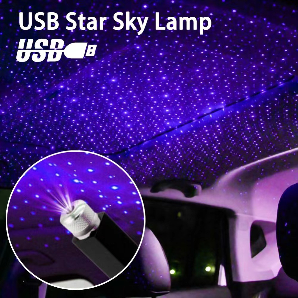 Lámpara de atmósfera de automóviles de techo de decoración de techo de automóviles de estrella de proyección de luz de luz de estrella USB