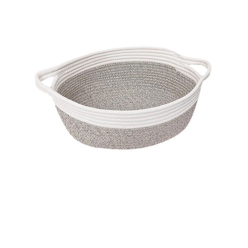 Amazon con mango cuerda de algodón juguete canasta de almacenamiento baño hogar cosméticos tejidos a mano canasta de almacenamiento de artículos diversos