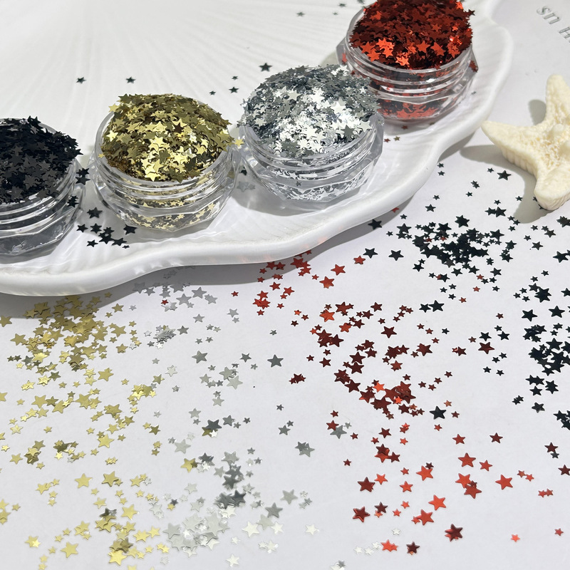 Large and Small Red Five-Pointed Star 1 mm Star Nail Art Jewelry Sequins Handmade DIY Toys Crafts Decorative Materials