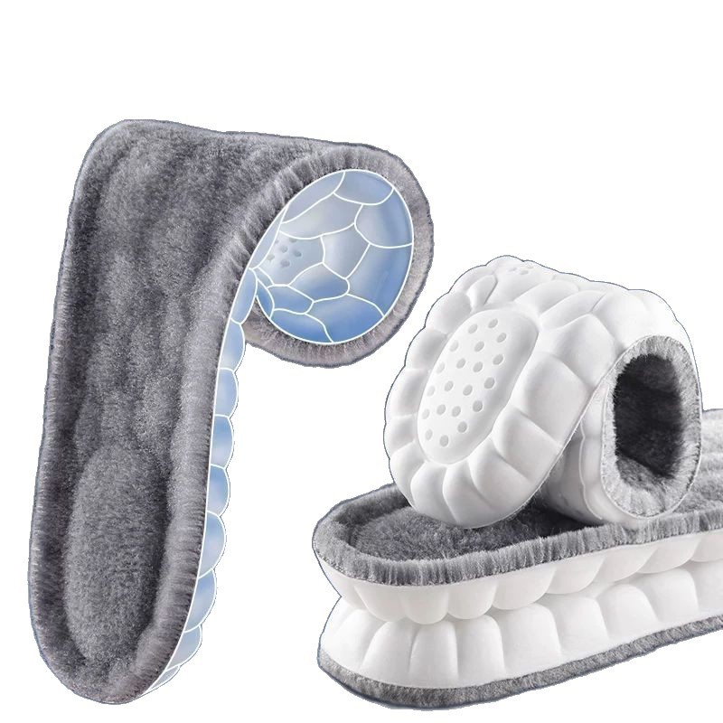 Plantillas de invierno de terciopelo, plantillas de calentamiento gruesas, plantillas de zapatos deportivos transpirables, succión de sudor, plantillas de algodón cómodas para hombres
