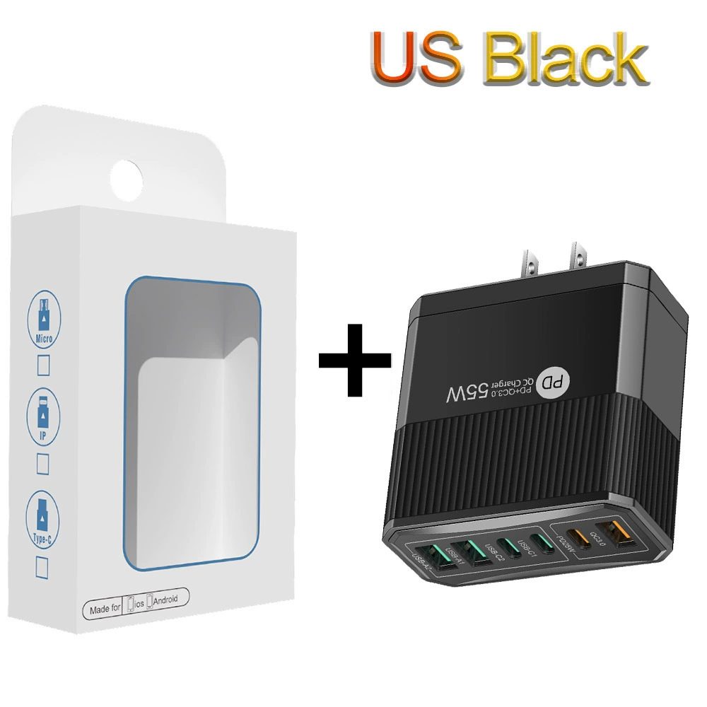 Зарядное устройство для мобильного телефона 3PD+3USB, быстрая зарядка для путешествий, зарядный блок PD55W QC3.0+PD25W