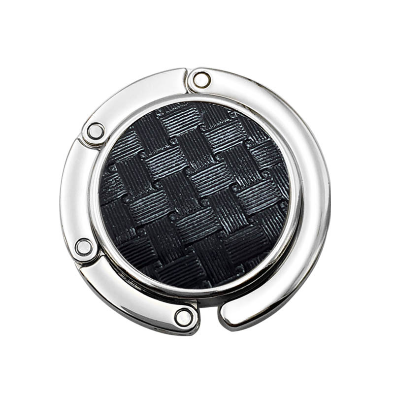 Venta caliente color sólido PU patrón imprimible de cuero Ronda plegable bolsa portátil gancho mesa lateral damas escritorio bolsa gancho