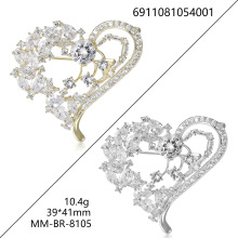 新款韓版微鑲銅鋯石愛心胸針優雅氣質女士西裝禮服胸花飾品別針