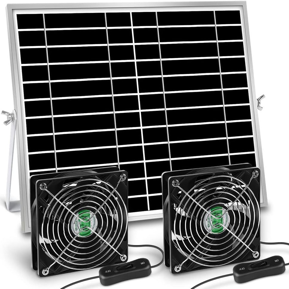 20W太阳能排风扇室外太阳能通风扇 棚屋 鸡笼 带两个10W排气风扇