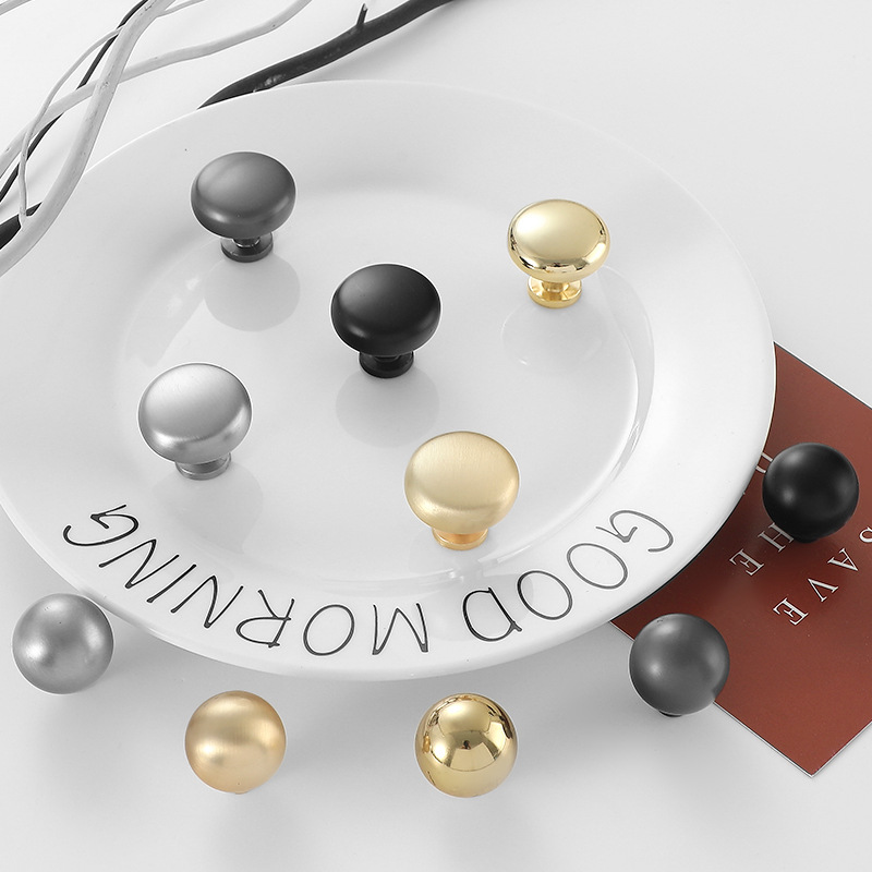 Kasuo Modern Cabinet and Wardrobe Door Handle Zinc Alloy Single Hole Round Shoe Cabinet Handle Gold Button Drawer Pull