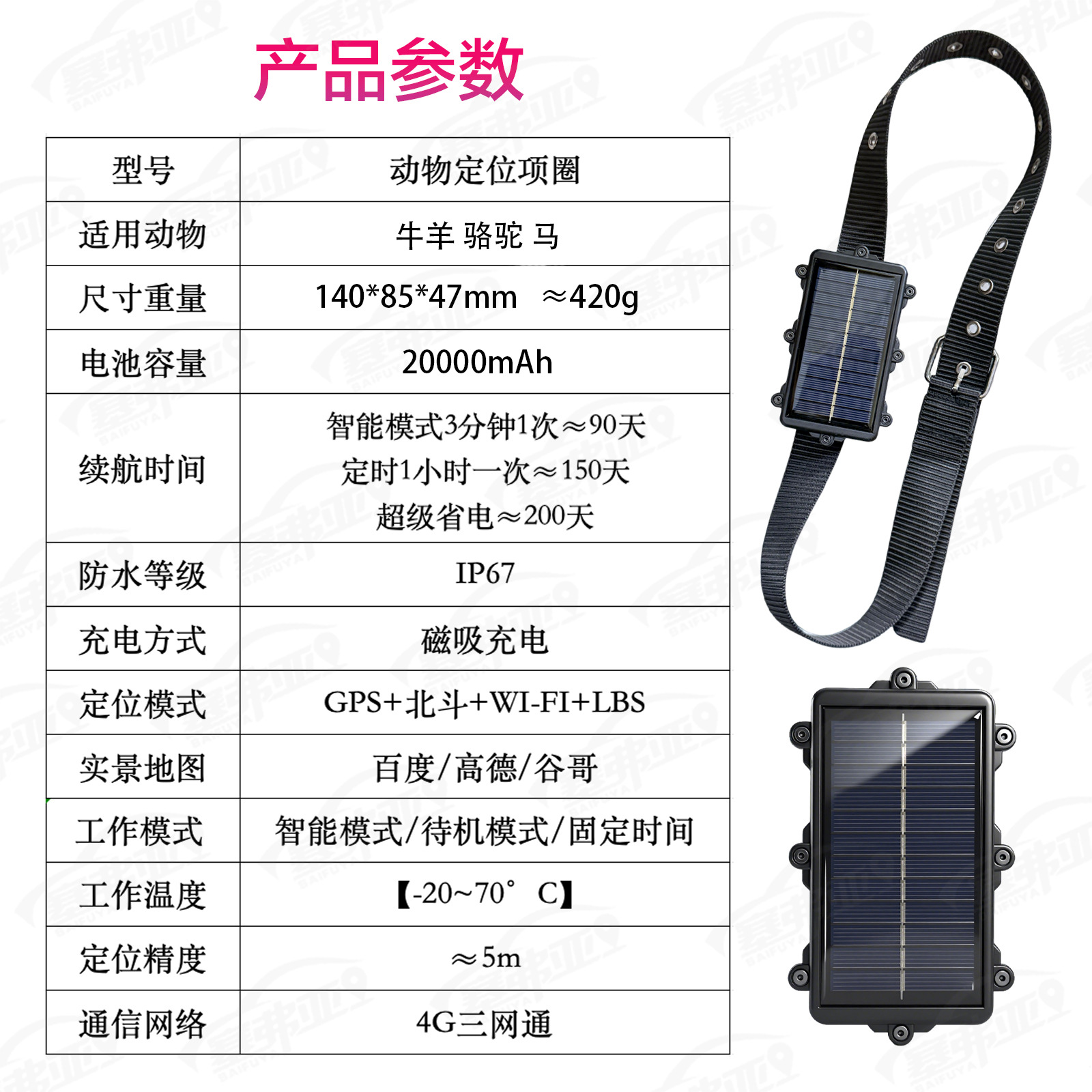 Cow and sheep GPS tracker with Beidou satellite precise positioning, waterproof, anti-loss, tracking and anti-theft device for herding, 20,000 units