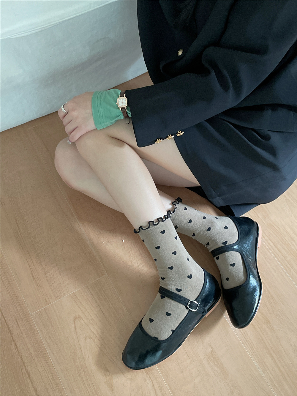 Frau Japanischer Stil Herzform Baumwolle Crew Socken Ein Paar display picture 13
