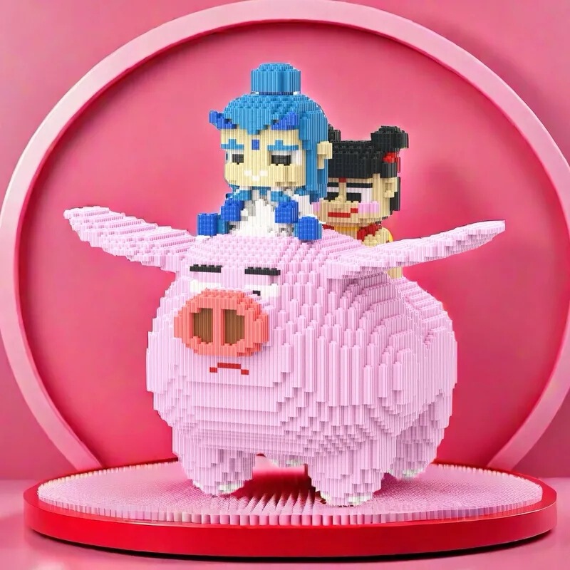 Wha's Devil Child Comes to the World Flying Pig Ao C Compatible with Lego Blocks Particles Assembled Toys Handmade Puzzle Ornaments