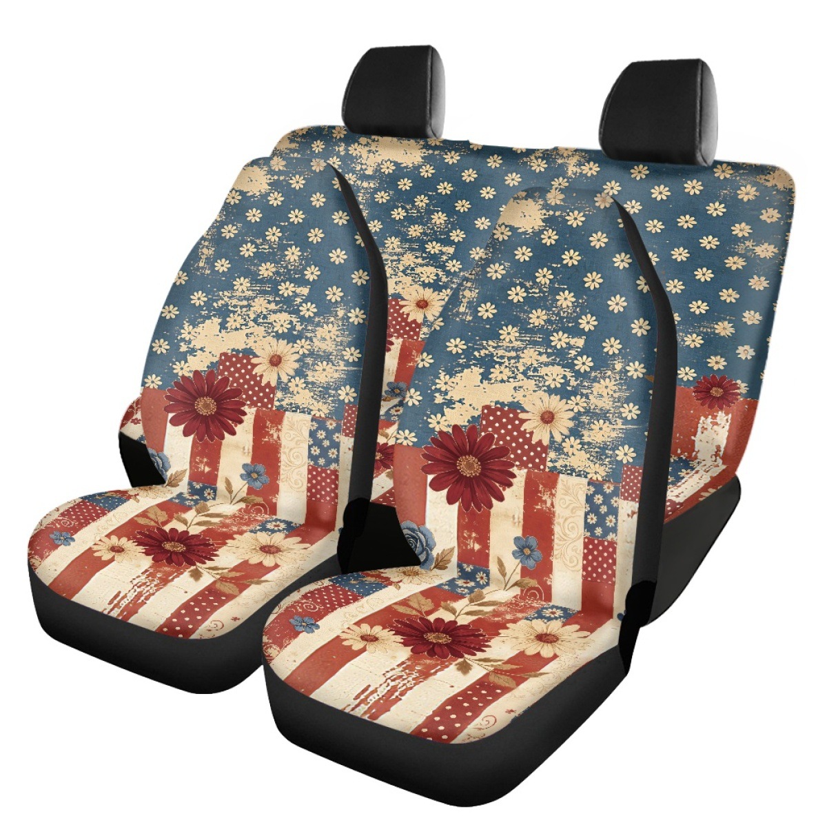 Amazon's best-selling American flag-printed car seat covers, featuring a non-slip design for vehicle seat protection, available for drop shipping
