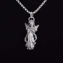 Vintage Silver Color Praying Hands Guardian Angel Wings�羳