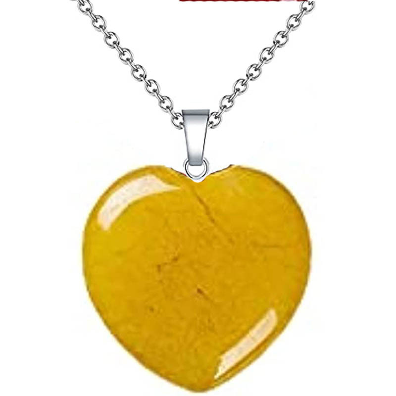 Unisex Gender Casual Simple Style Heart Shape Natural Stone Crystal Iron Wholesale Pendant Necklace