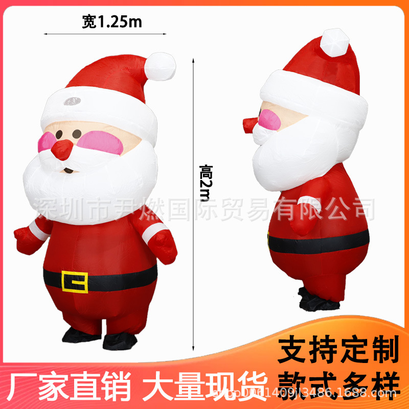 Disfraz Inflable de Papá Noel, Poliéster, para Fiestas de Halloween y Espectáculos