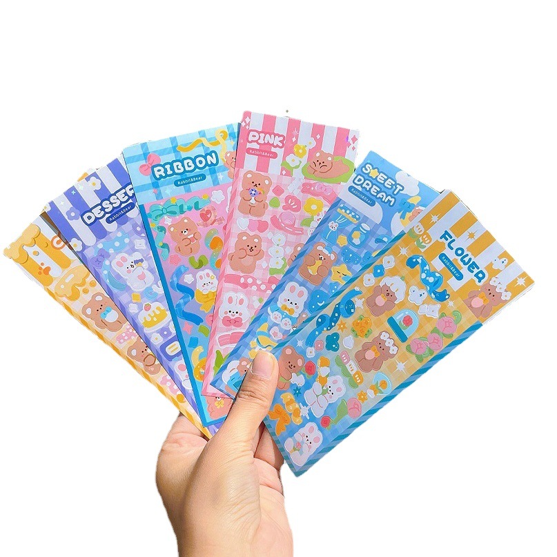 Cartoon ins Hand Account Goo Card Sticker Creative Shining Laser Photo Decorative Sticker Korean Hand Account Stationery Sticker