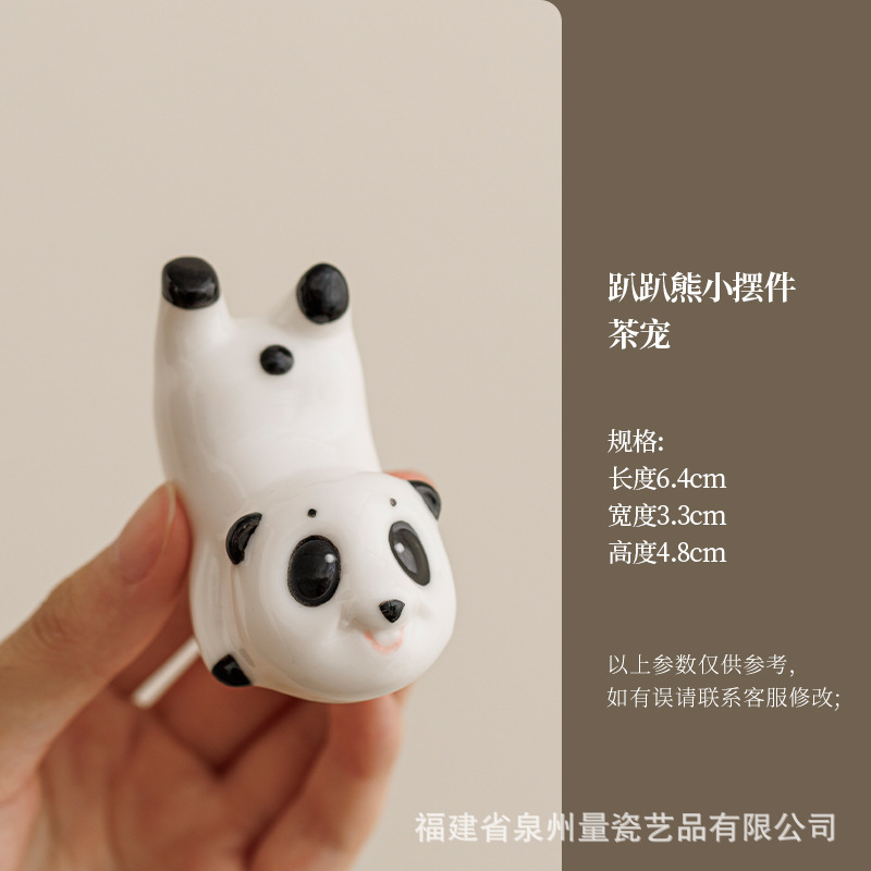Venta caliente original táctil tres colores atenuación pintada a mano cerámica luna panda luz nocturna decoración té mascota base de carga USB