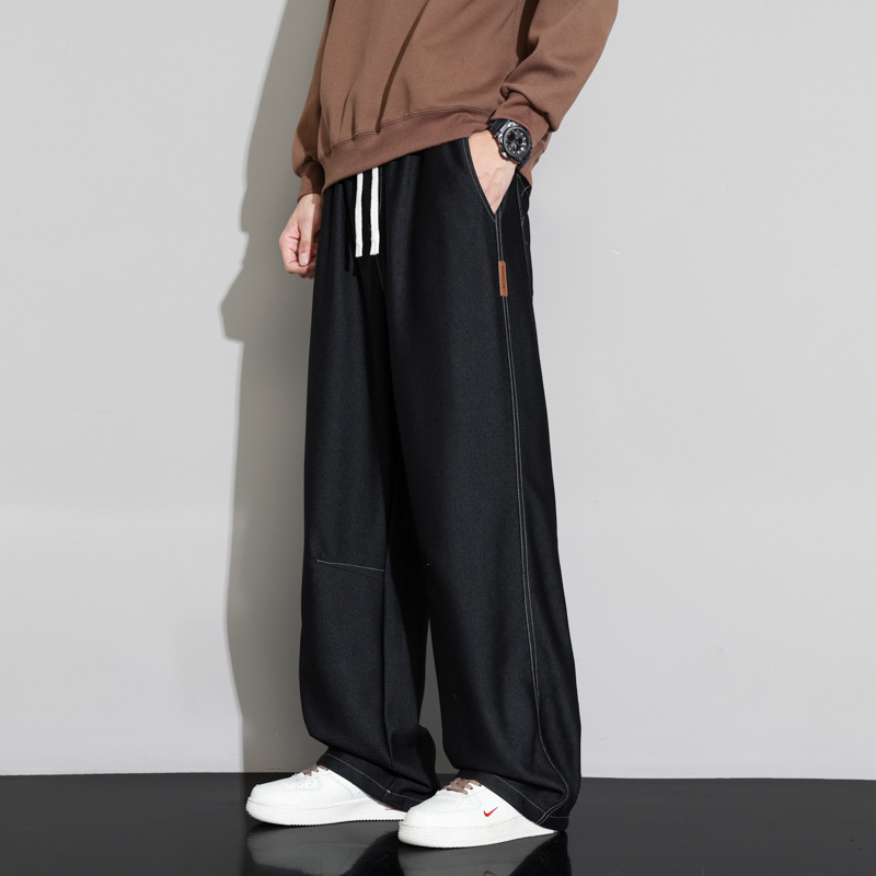 2025 Men's Jeans Plus Size Spring and Autumn Loose Straight Youth Oversized Wear-Resistant Plus-Size Men's Pants