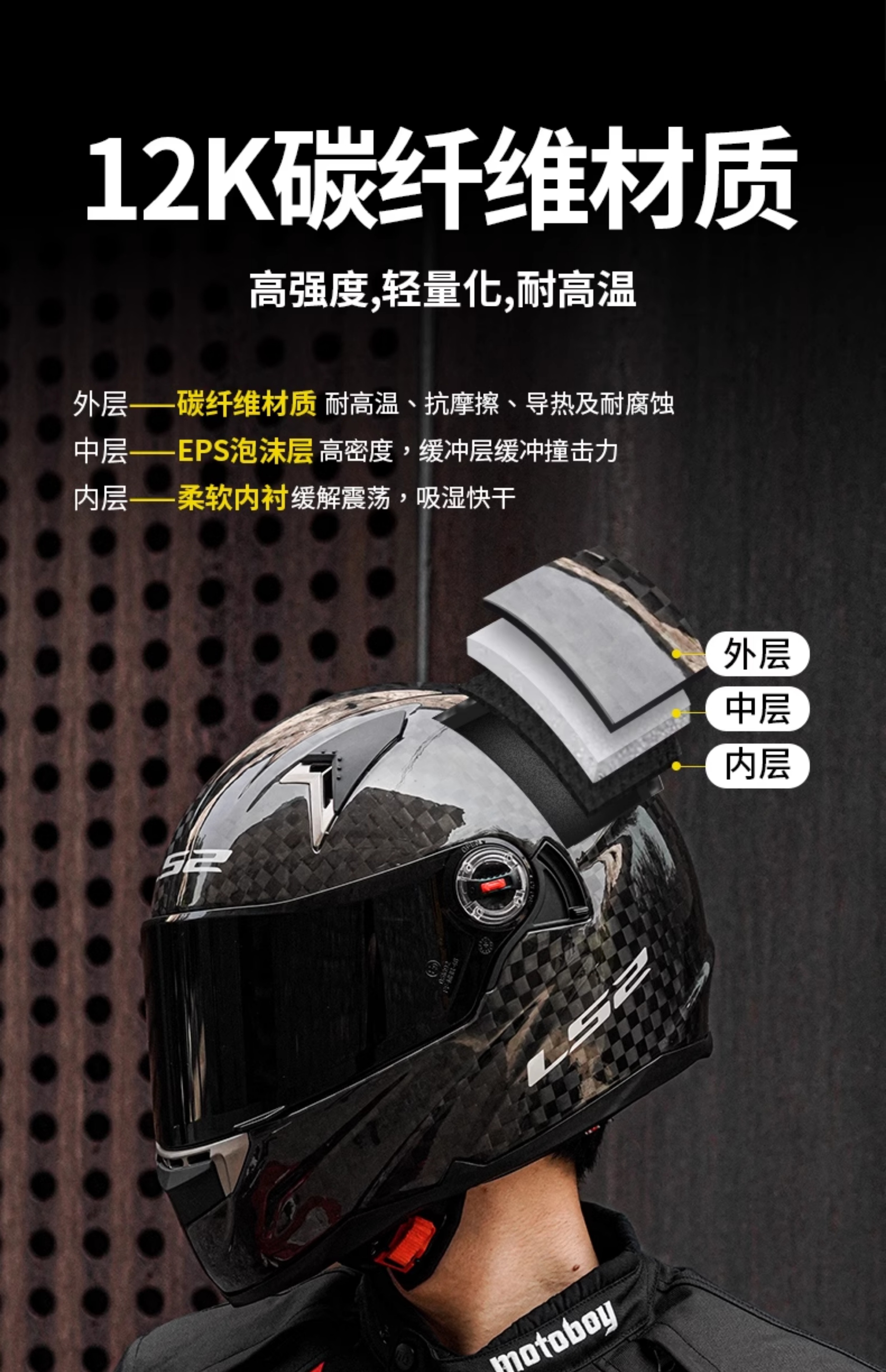 LS2FF396 Motorcycle Helmet 12K Full Carbon Fiber Anti-Fog Visor