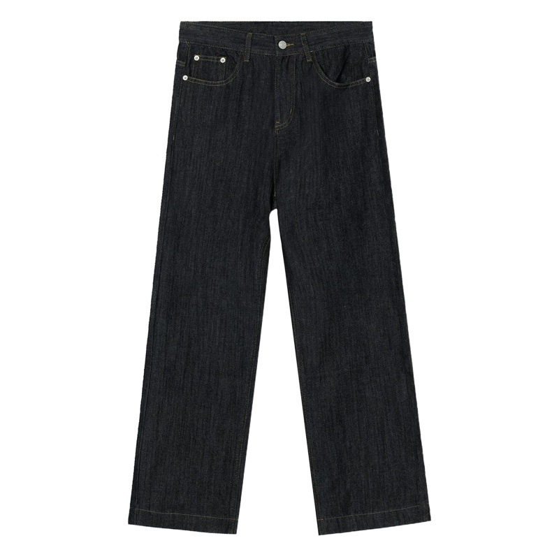 Mtlclothes ropa de Hombre | Nuevo estilo coreano negro detalles versátil drapeado suelto jeans rectos para hombres