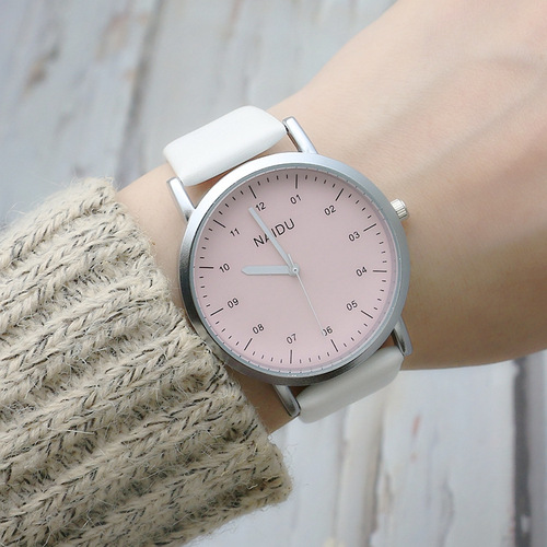 College style frosted shell boys and girls watch belt fashion student watch forest style quartz watch for boys and middle school students