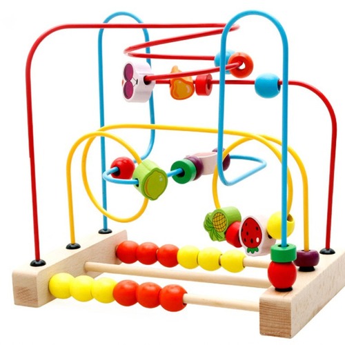Wooden balls for children, wooden fruit, animals, beads, educational toys to develop intelligence, hand-eye coordination building blocks
