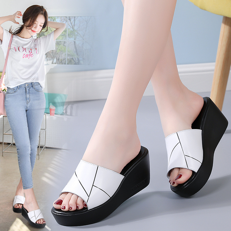 Summer slip-ons platform wedge heel heels