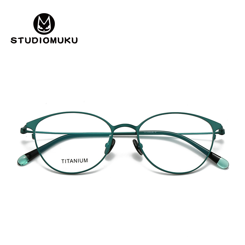 STUDIOMUKU gafas frescas de madera simple pero no simple diseño de marco no elija la forma de la cara gafas de titanio puro marco