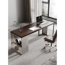 意式极简书桌实木办公桌椅家用轻奢现代简约2023新款高级感电脑桌