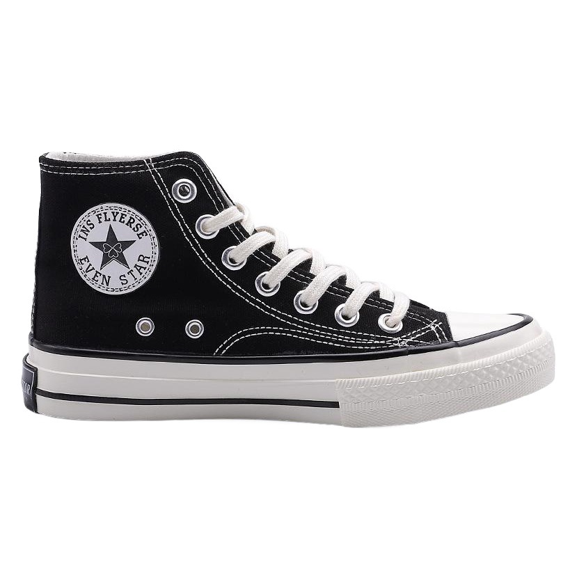 Yuan Yi 2026 Spring White Sneakers for Women, Round Logo High-Top Canvas Shoes, Korean Style Student Sneakers, Trendy Shoes