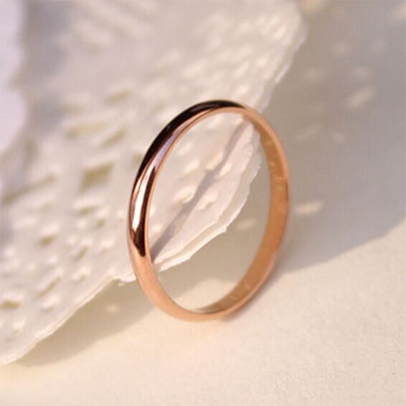 J2-309 Titanium Steel Rose Gold Halo Ring Couple Ring Tail Ring Female Thin Version Ring Index Finger Male Ring Little Finger