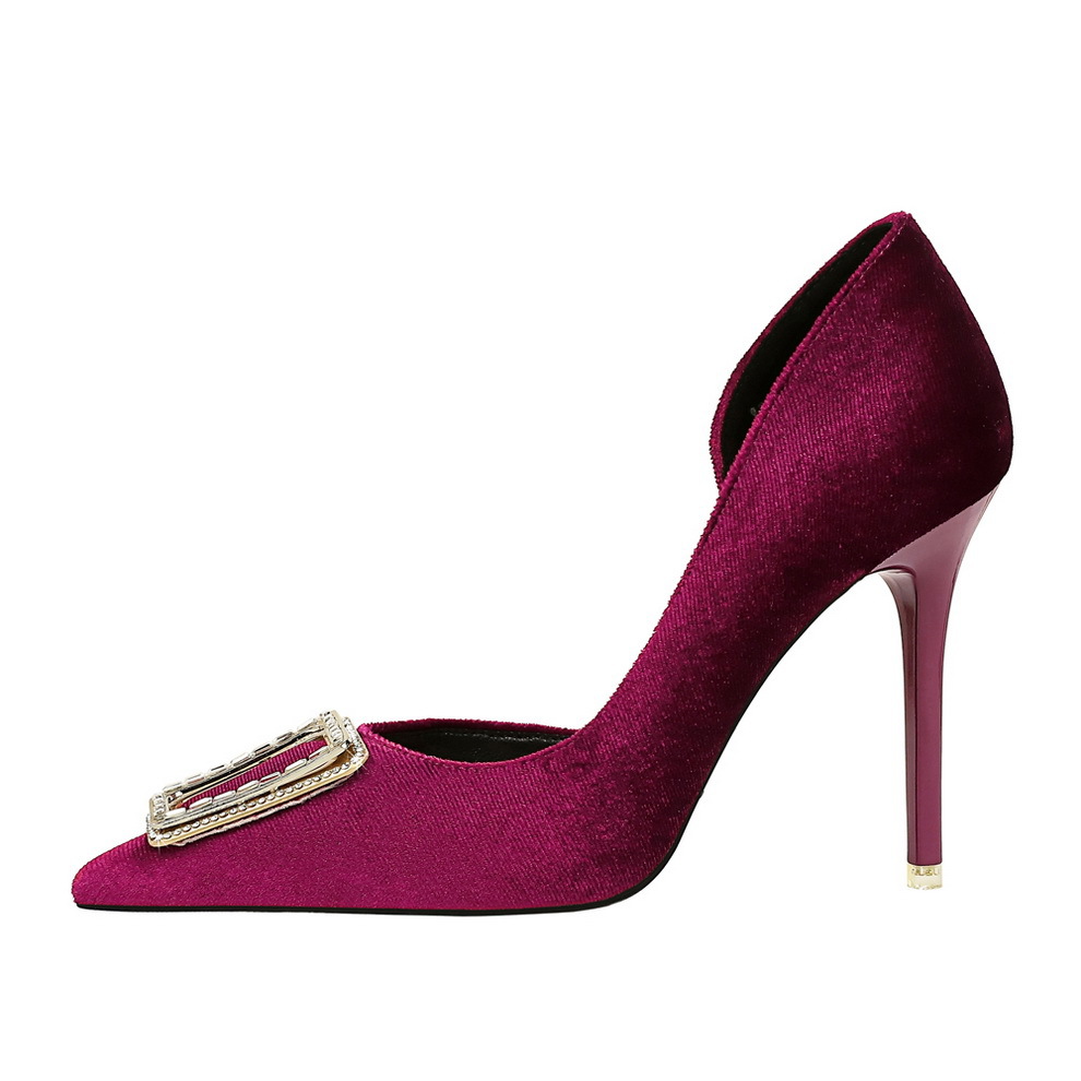 Elegant Stiletto Pumps With Metal Buckle And Pointed Toe For Women_voghion.com
