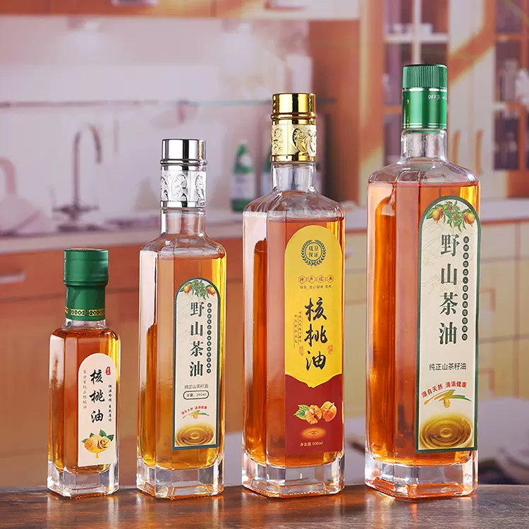 批发装油玻璃空瓶带盖山茶油瓶橄榄油瓶核桃油30ml-750m包装空瓶