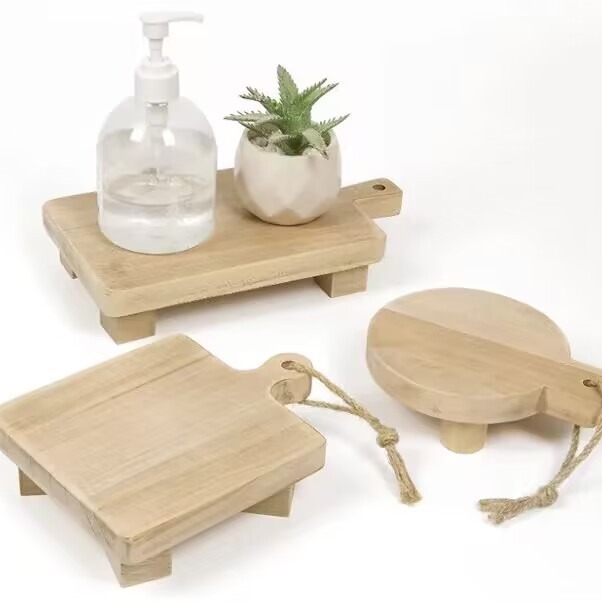 Plantas verdes retro, madera maciza, hogar, sala de estar móvil, balcón, base carnosa de rábano verde, bandeja de madera