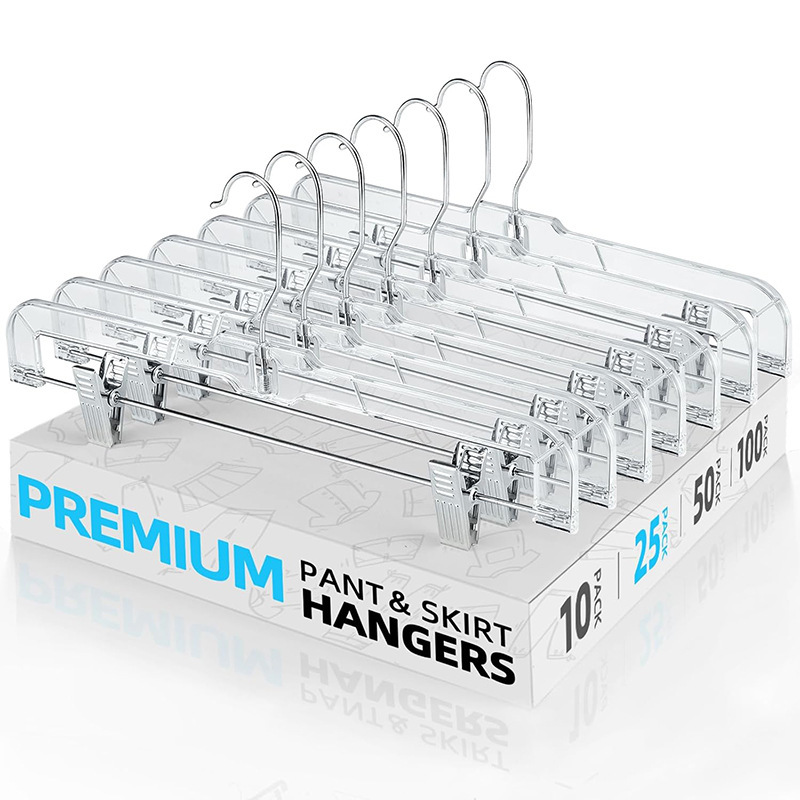 Labeling Self-lifting Cross-border Trouser Rack Skirt Clip Multi-functional Adjustable Hanger Plastic Storage Display Pant Clip
