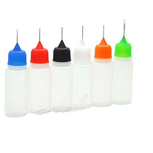 Colorful cover PE divided bottle 10ML milliliters pointed tip soft bottle syringe hole oiling bottle dye pigment liquid squeezing bottle